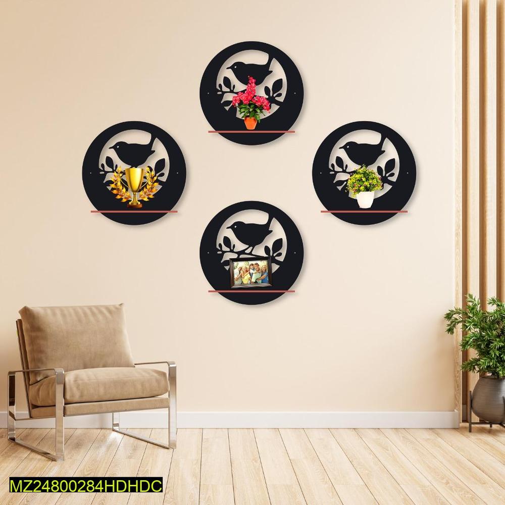 Birds Wall Hanging Shelves, Pack of 4