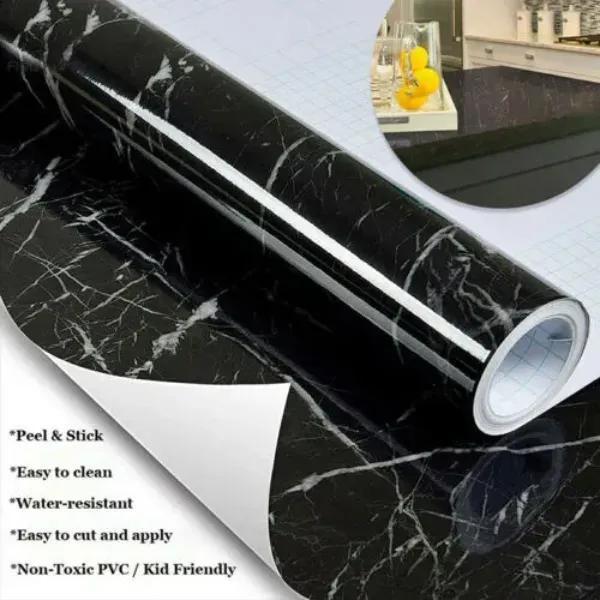 Black Marble Sheet Self-Adhesive, 1 Pc