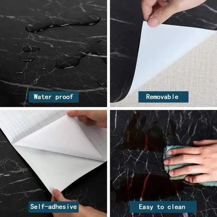 Black Marble Sheet Self-Adhesive, 1 Pc